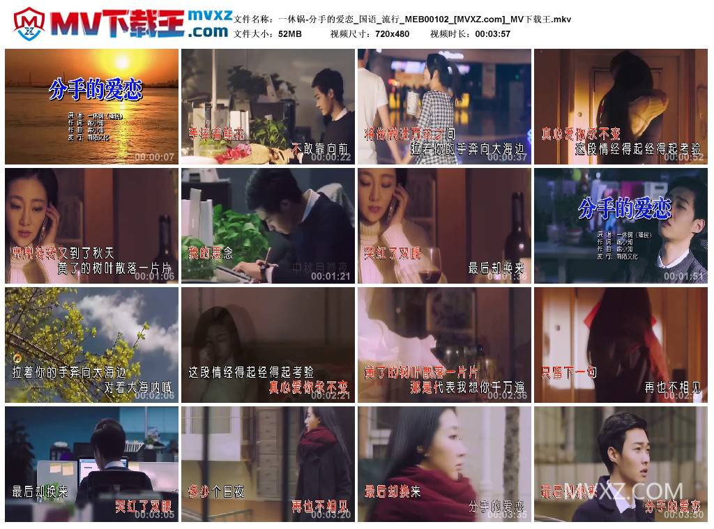 一休锅-分手的爱恋_国语_流行_MEB00102